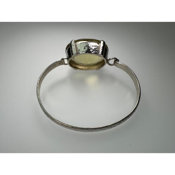 Lemon Citrine Latch Bangle Handmade Sterling 925 Silver 6.5" - Picture 8 of 11
